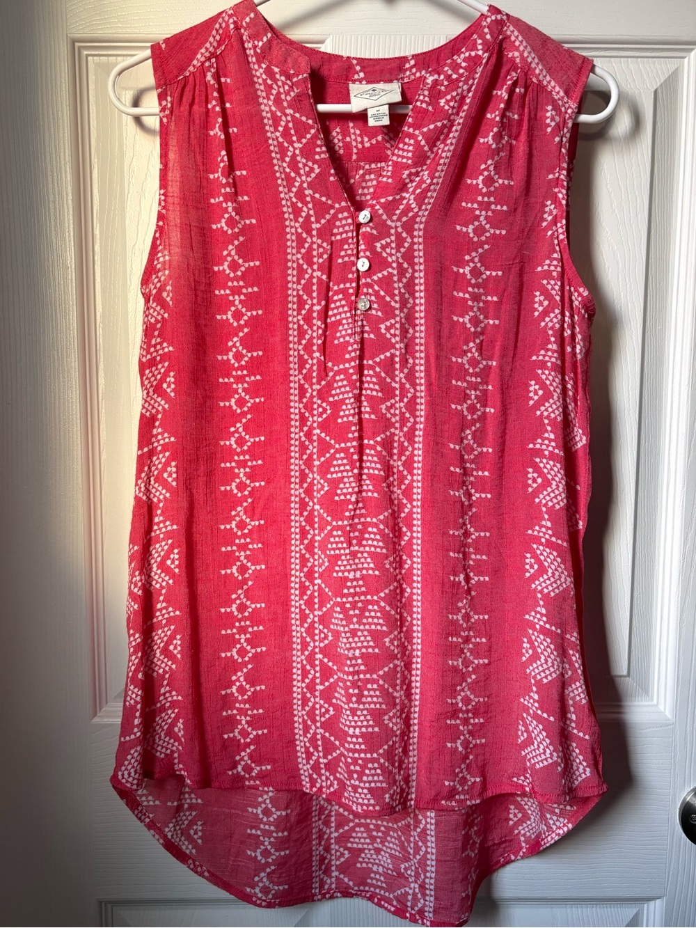 St John’s Bay Coral Boho Button Tank